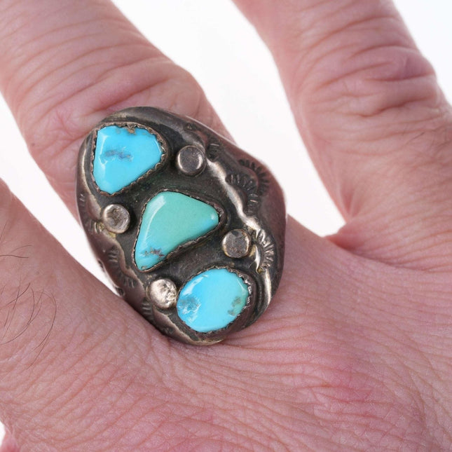 sz10 Vintage Native American Silver/turquoise ring - Estate Fresh Austin