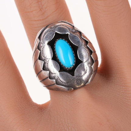 sz10 Vintage Navajo Sterling and Sleeping Beauty turquoise ring - Estate Fresh Austin