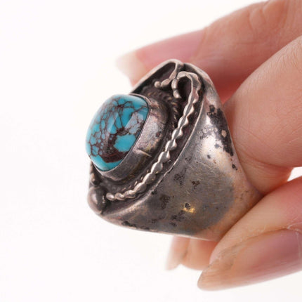 sz10 Vintage Navajo Sterling and turquoise ring r - Estate Fresh Austin