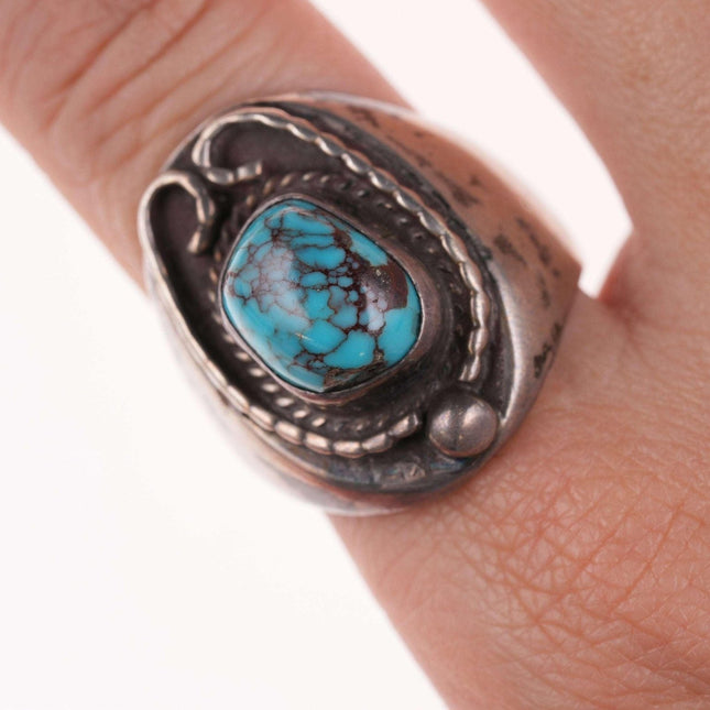 sz10 Vintage Navajo Sterling and turquoise ring r - Estate Fresh Austin