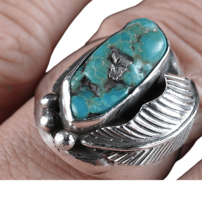 sz11 Old Pawn Navajo sterling/turquoise ring - Estate Fresh Austin