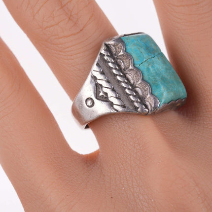 sz11 Vintage Navajo Sterling and turquoise ring - Estate Fresh Austin