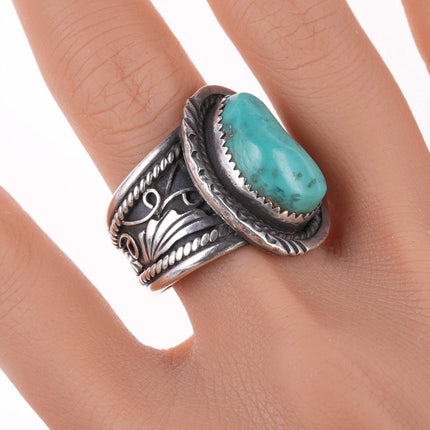 sz11.5 Southwestern sterling and turquoise ring - Estate Fresh Austin