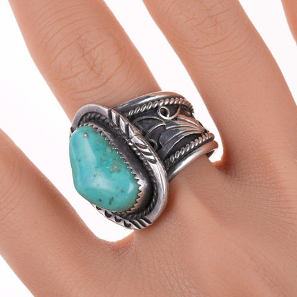 sz11.5 Southwestern sterling and turquoise ring - Estate Fresh Austin