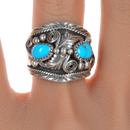 sz11.5 Vintage Navajo silver and turquoise ring - Estate Fresh Austin