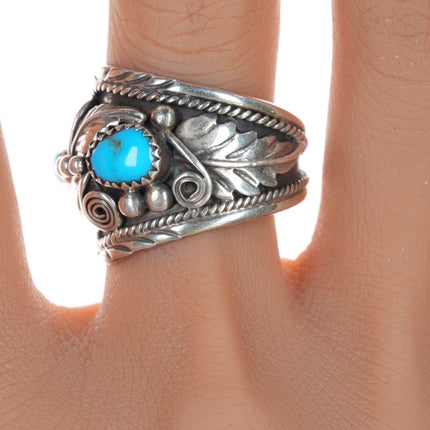 sz11.5 Vintage Navajo silver and turquoise ring - Estate Fresh Austin