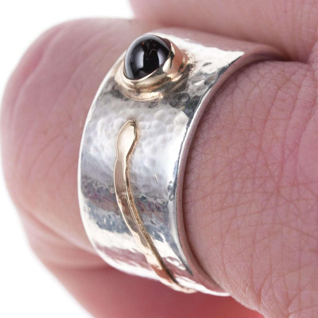sz13 Artisan 14k gold on sterling ring with Ruby - Estate Fresh Austin