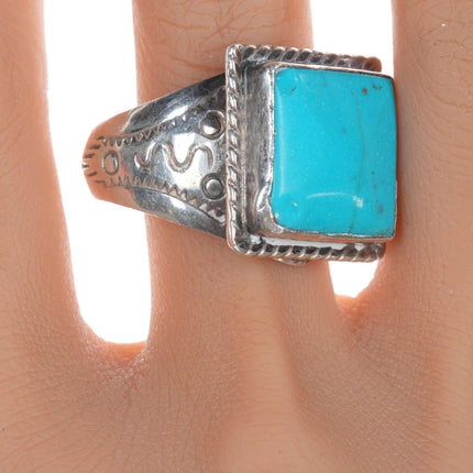 sz16+ Vintage Navajo sterling and turquoise thumb ring - Estate Fresh Austin