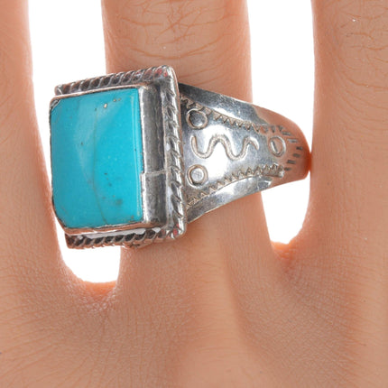 sz16+ Vintage Navajo sterling and turquoise thumb ring - Estate Fresh Austin