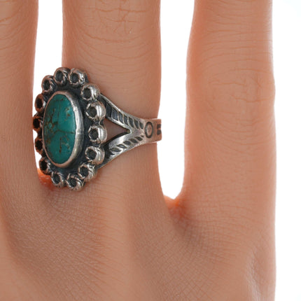 sz4.5 c1940's Navajo Curio Sterling and turquoise ring - Estate Fresh Austin