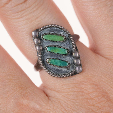 sz5.25 Vintage Zuni Needlepoint Native American sterling/turquoise ring - Estate Fresh Austin