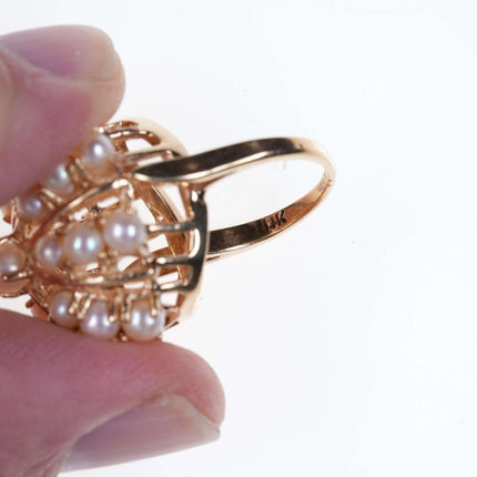 Sz6 Estate 14k Gold Pearl Cluster ring - Estate Fresh Austin