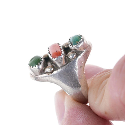 sz6.5 1940s-50's Navajo Sterling turquoise and coral ring - Estate Fresh Austin