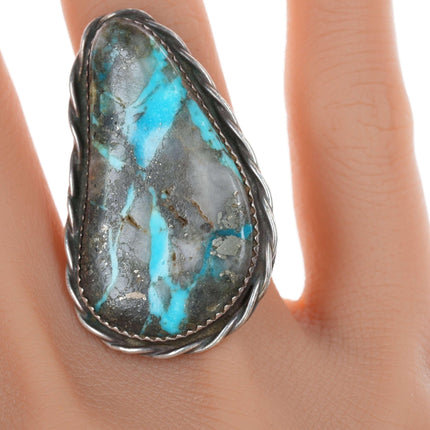 sz6.75" Vintage Sterling and turquoise Navajo ring with quartz matrix - Estate Fresh Austin