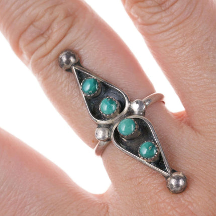 sz6.75 Vintage Zuni silver turquoise snake eye ring - Estate Fresh Austin