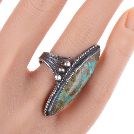 sz7 30's-40's #8 Turquoise Native American silver ring - Estate Fresh Austin