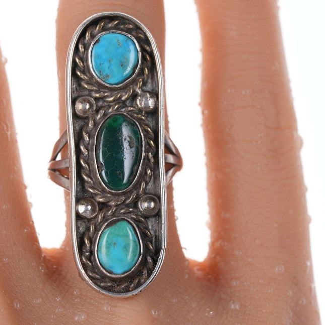 sz7 c1950's Navajo Silver and turquoise ring - Estate Fresh Austin