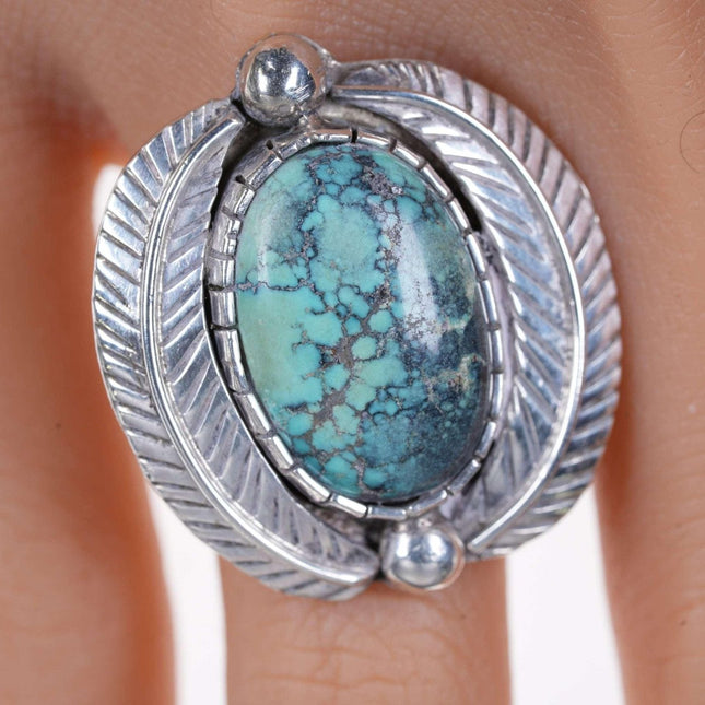 Sz7 Large Vintage Native American sterling and turquoise ring - Estate Fresh Austin