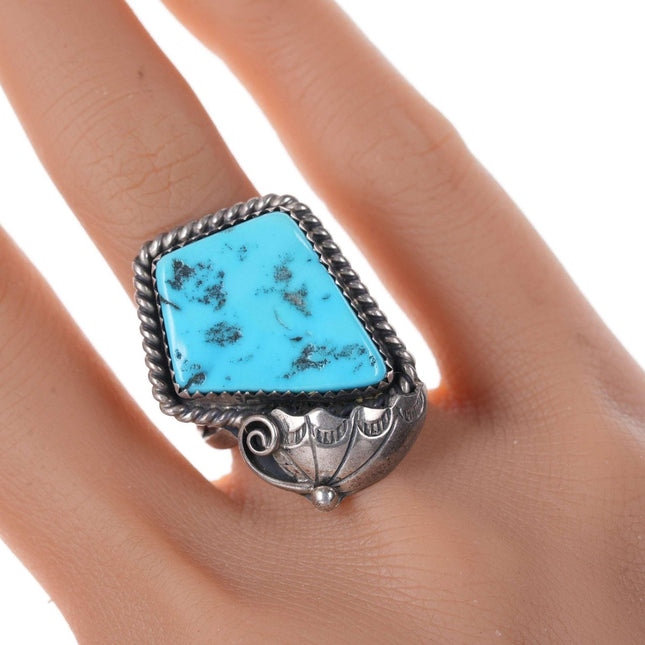sz7 Phil Chapo Navajo sterling and turquoise ring - Estate Fresh Austin