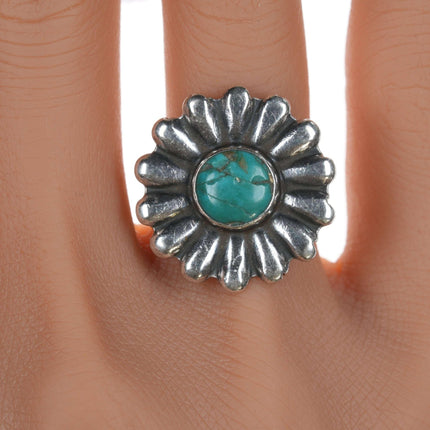 sz7 Vintage Navajo Curio silver turquoise ring - Estate Fresh Austin