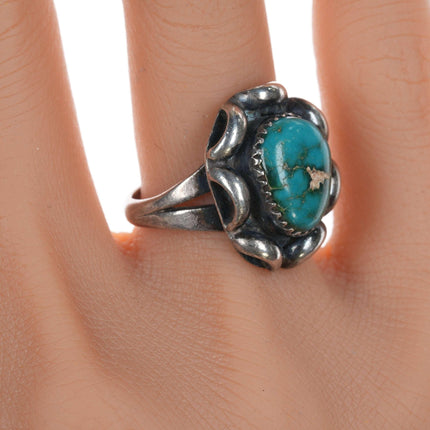 sz7 Vintage Navajo silver and turquoise ring hj - Estate Fresh Austin