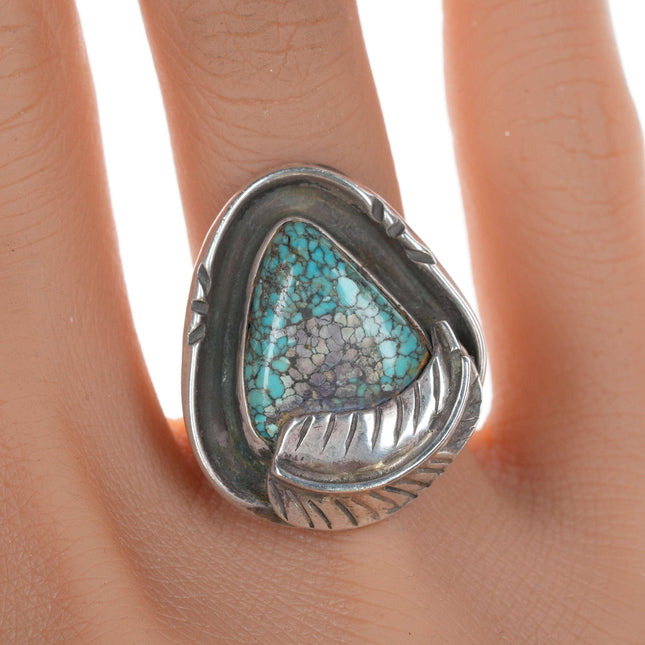 sz7 Vintage Navajo silver and turquoise ring kj - Estate Fresh Austin
