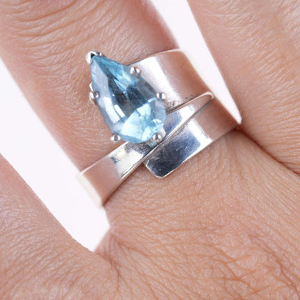 sz7.5 Modernist Sterling light blue gemstone ring - Estate Fresh Austin