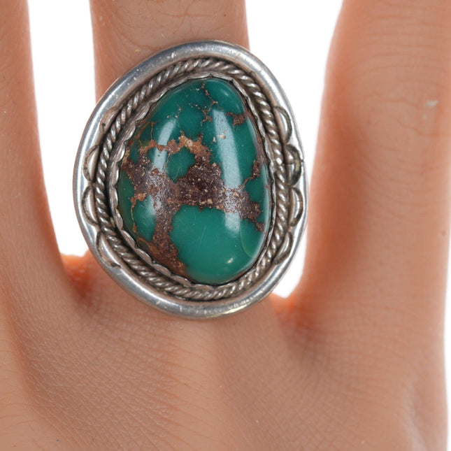 sz7.5 Vintage Navajo silver and turquoise ring ij - Estate Fresh Austin