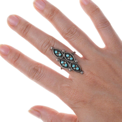 sz7.75 c1950's Zuni silver turquoise snake eye ring - Estate Fresh Austin