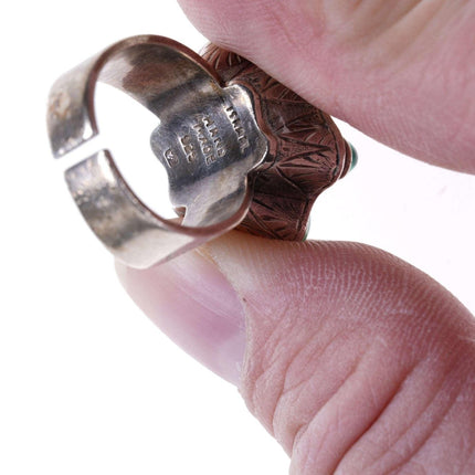 sz7.75 Israel Sterling hand engraved ring - Estate Fresh Austin