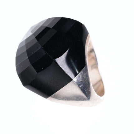 sz8 Huge Sterling ring with Black Crystal RL CN - Estate Fresh Austin