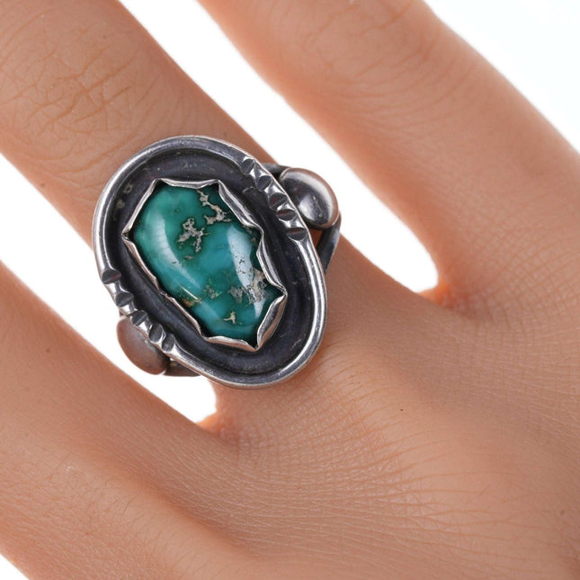 sz8 Vintage Navajo Silver and turquoise ring i - Estate Fresh Austin