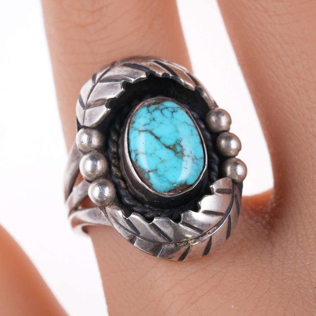 sz8.5 Vintage Native American sterling and turquoise ring - Estate Fresh Austin