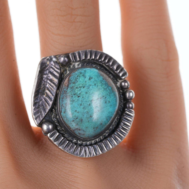 sz8.75 Vintage Navajo Silver and turquoise ring u - Estate Fresh Austin