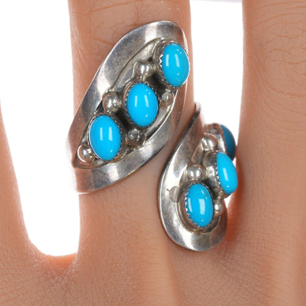 sz9 Adjustable Navajo silver and turquoise ring - Estate Fresh Austin