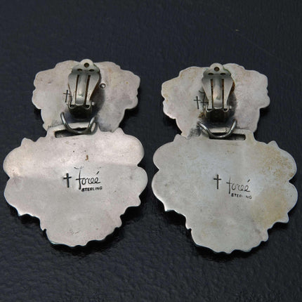 T Foree Hunsicker (1932-2015) Sterling Silver Luggage tag Clip on Earrings - Estate Fresh Austin