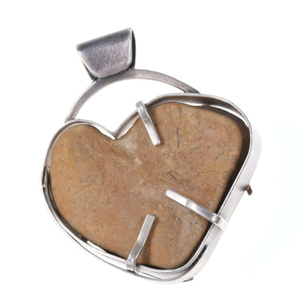 The Coolest Retro Artisan 14k gold on Sterling silver Hear shaped rock pendant - Estate Fresh Austin
