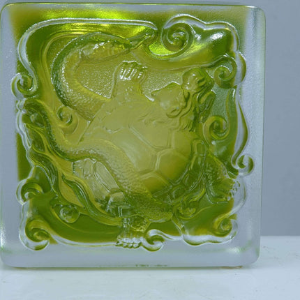 Tittot Chinese Art Glass Green Dragon Paperweight Sculpture - Estate Fresh Austin