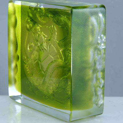 Tittot Chinese Art Glass Green Dragon Paperweight Sculpture - Estate Fresh Austin