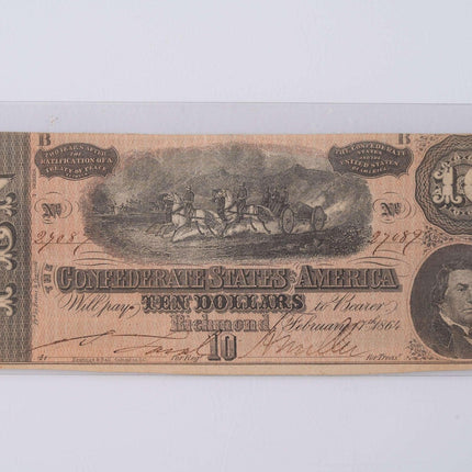 Uncirculated 1864 Confederate States American Currency Richmond 10 dollars - Estate Fresh Austin