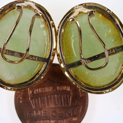Vintage 14k gold/ Jade Clip on Earrings PTJ - Estate Fresh Austin