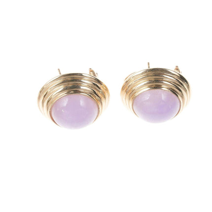 Vintage 14k gold Lavender Jadeite earrings - Estate Fresh Austin