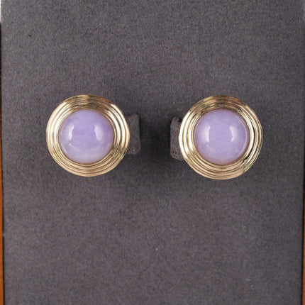 Vintage 14k gold Lavender Jadeite earrings - Estate Fresh Austin