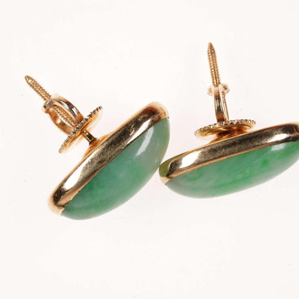 Vintage 14k Jadeite Jade Earrings LIght Green - Estate Fresh Austin