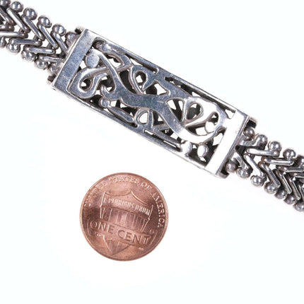 Vintage 7.5" Heavy Sterling Woven link bracelet - Estate Fresh Austin