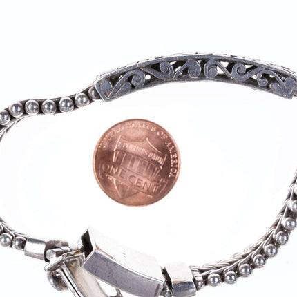 Vintage 7.5" Heavy Sterling Woven link bracelet - Estate Fresh Austin