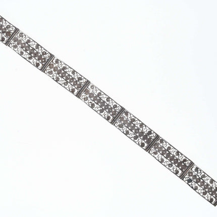Vintage 800 Silver filigree hinged bangle bracelet - Estate Fresh Austin