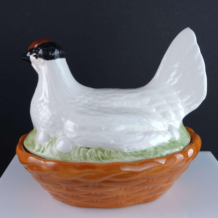 Vintage American Staffordshire Style Covered Hen dish Marked BP USA - Estate Fresh Austin