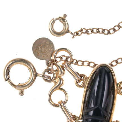 Vintage Egyptian Revival Gold Filled Scarab Bracelet with Semiprecious stones w - Estate Fresh Austin