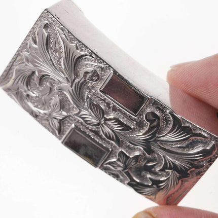Vintage Engraved Sterling belt buckle from Mexico - Estate Fresh Austin